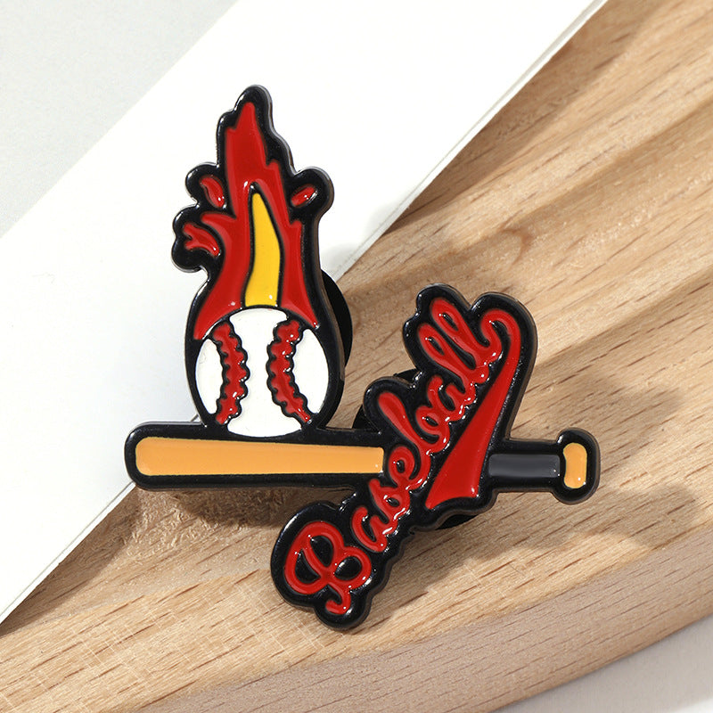 Wholesale Baseball and football cartoon metal brooch