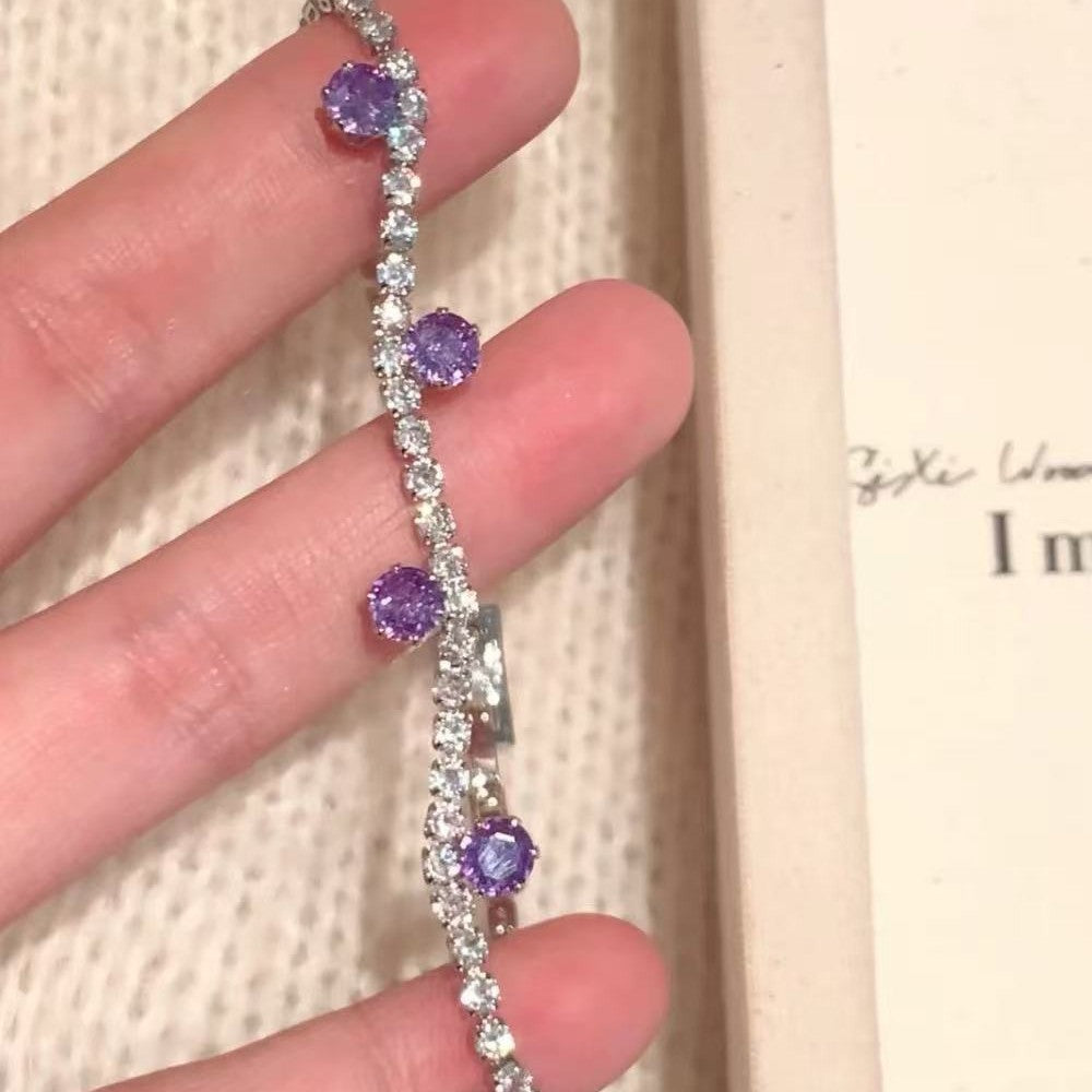 Wholesale Alloy Electroplated Grape Purple Irregular Diamond Bracelet Women' s Jewelry Accessory