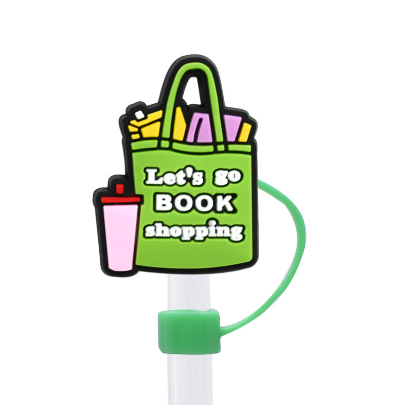 Wholesale Random 100pcs Learning Bookworm Series 8/10mm PVC Soft Straw Tube Cap