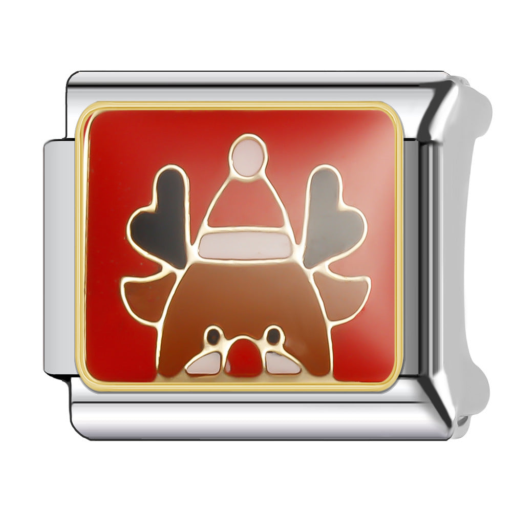 Wholesale Italian Charm Bracelet 9mm DIY Splicing Christmas Series Stainless Steel Composable Bracelet