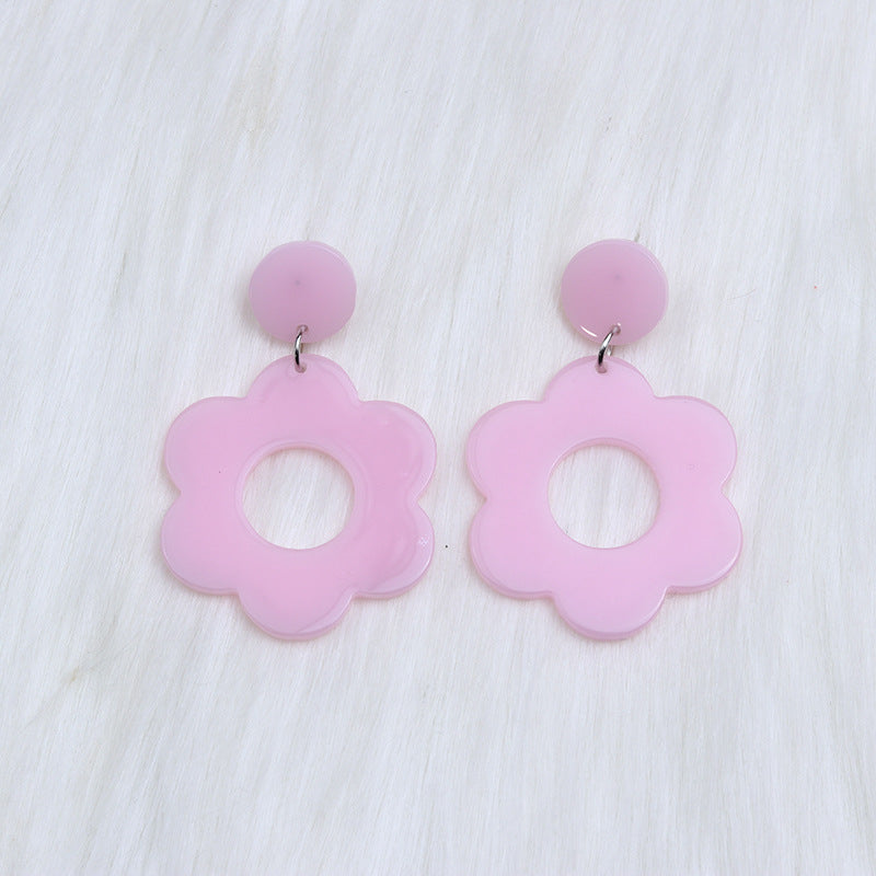 Wholesale Flower Hollow Earrings Earrings Acrylic  Simple Style Sweet and Fresh Earrings