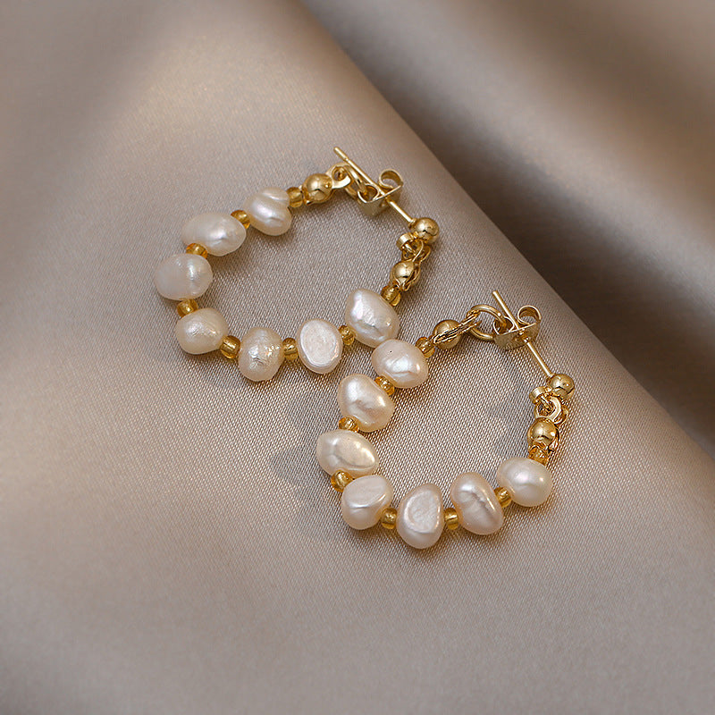 Wholesale Baroque Freshwater Pearl Earrings,  Trendy Geometric Stud Earrings for Women,  Fashion Jewelry Accessory