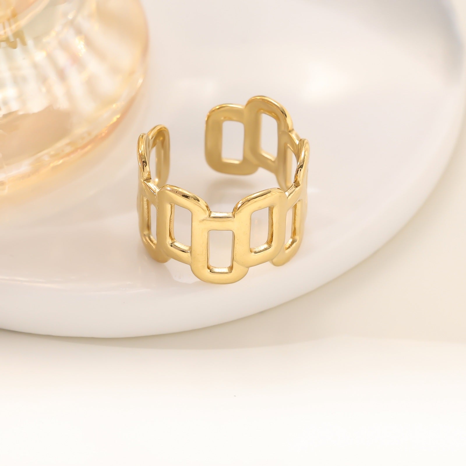 Wholesale Stainless steel openwork adjustable ring