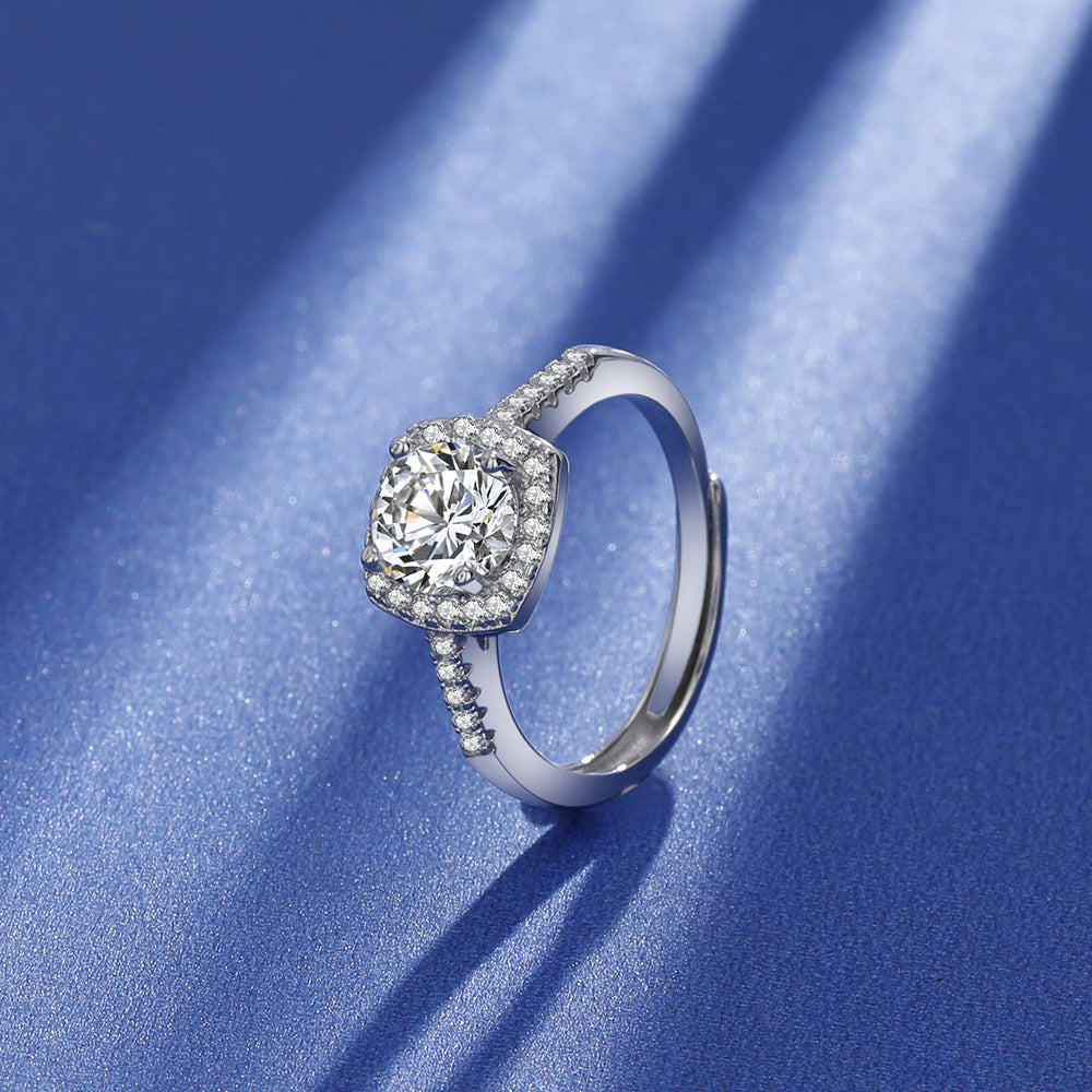 Wholesale Moissanite Open Ring Pt950 Live Ring Adjustable Rings ACC-RS-JRD001