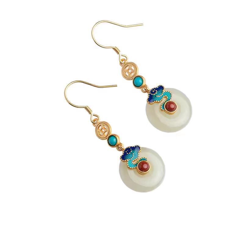 Wholesale Retro Chinese Style Xiangyun Ping An Buckle Earrings,  Trendy Fashion Accessory for Party Wear