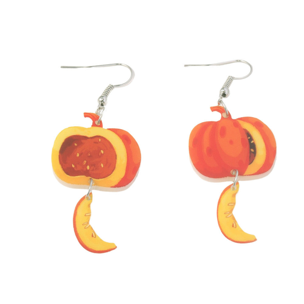 Wholesale  acrylic earrings personality Thanksgiving pumpkin pie earrings