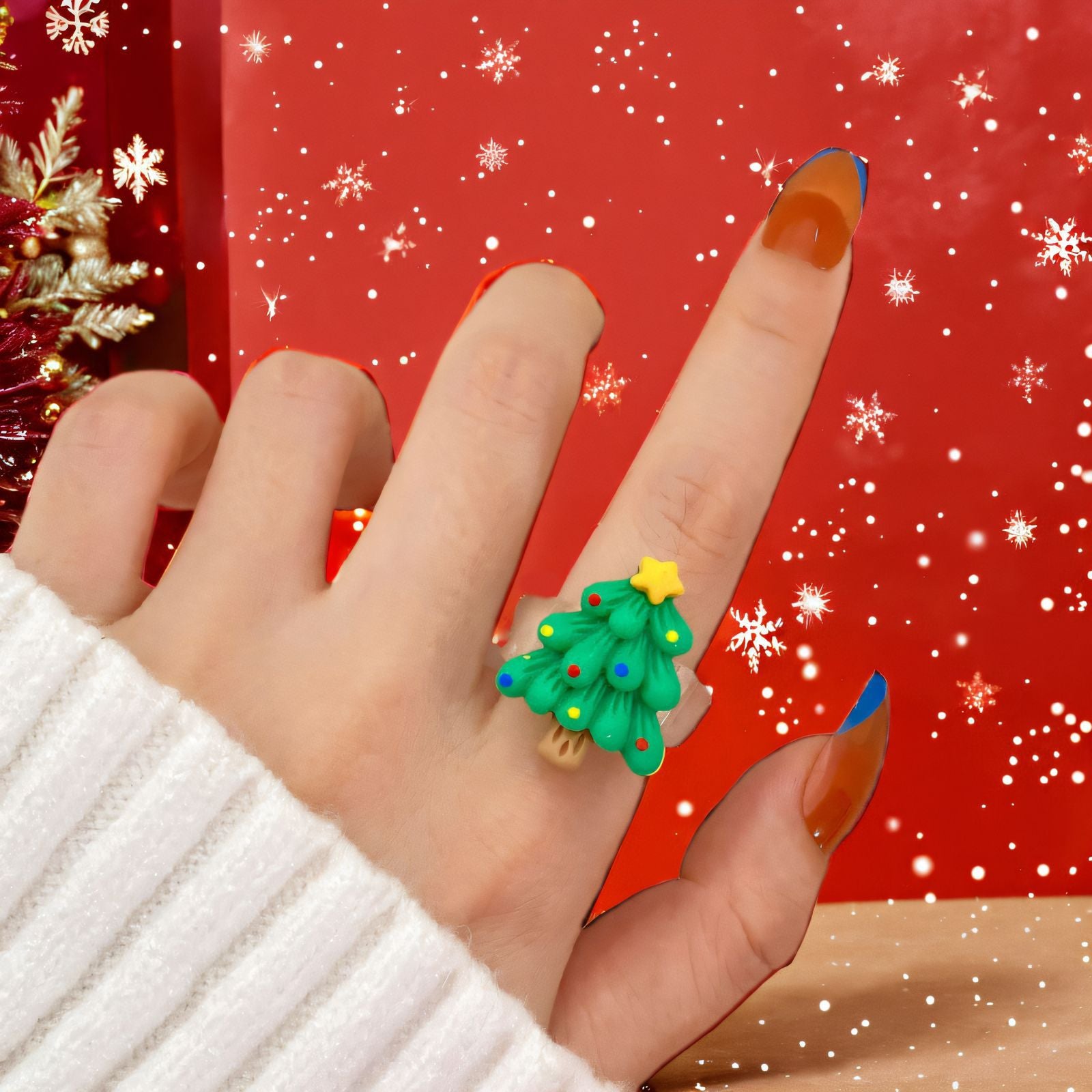 Wholesale Christmas Animal Pendant Elk Cane Open Rings ACC-RS-GaoTu001