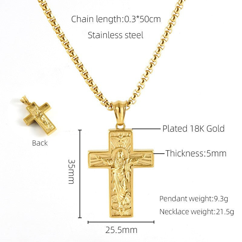 Wholesale Vintage Stainless Steel Necklace Cross Pendant ACC-NE-Zhongy006