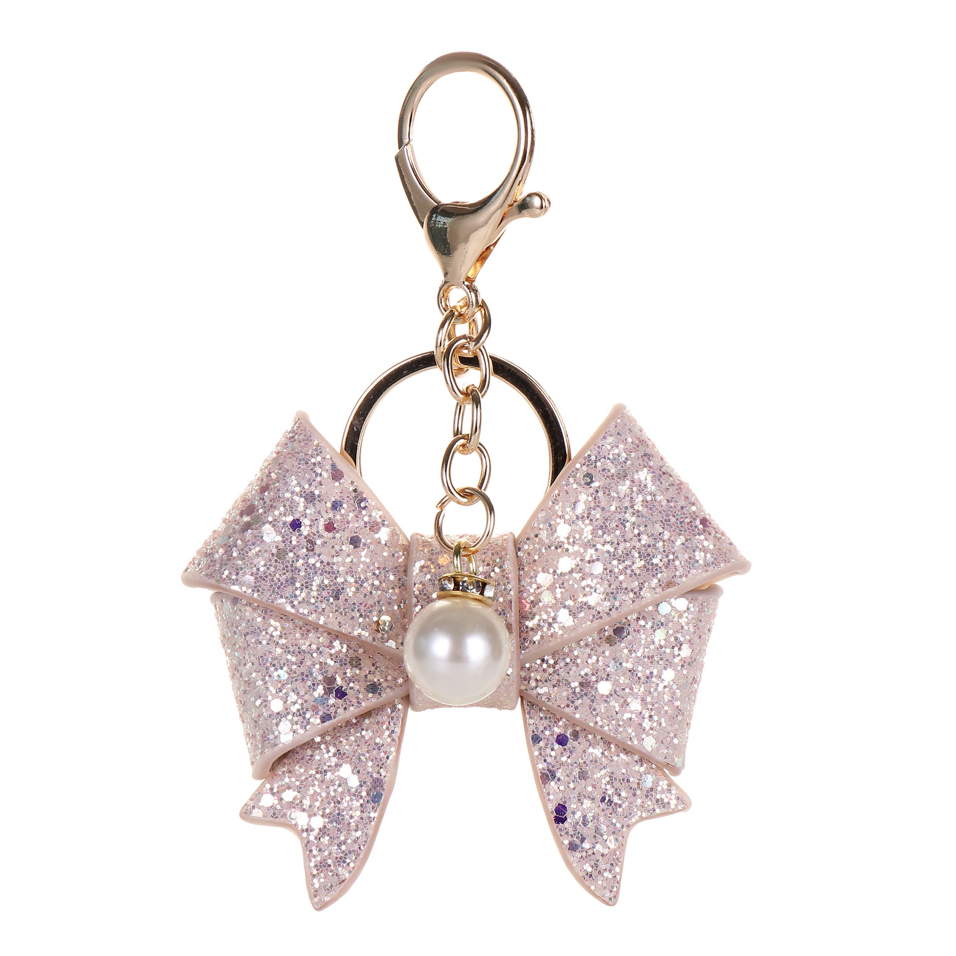 Wholesale White Sequin Bow Keychain Fashion Bag Charm Car Key Accessory Boutique Wedding Gift