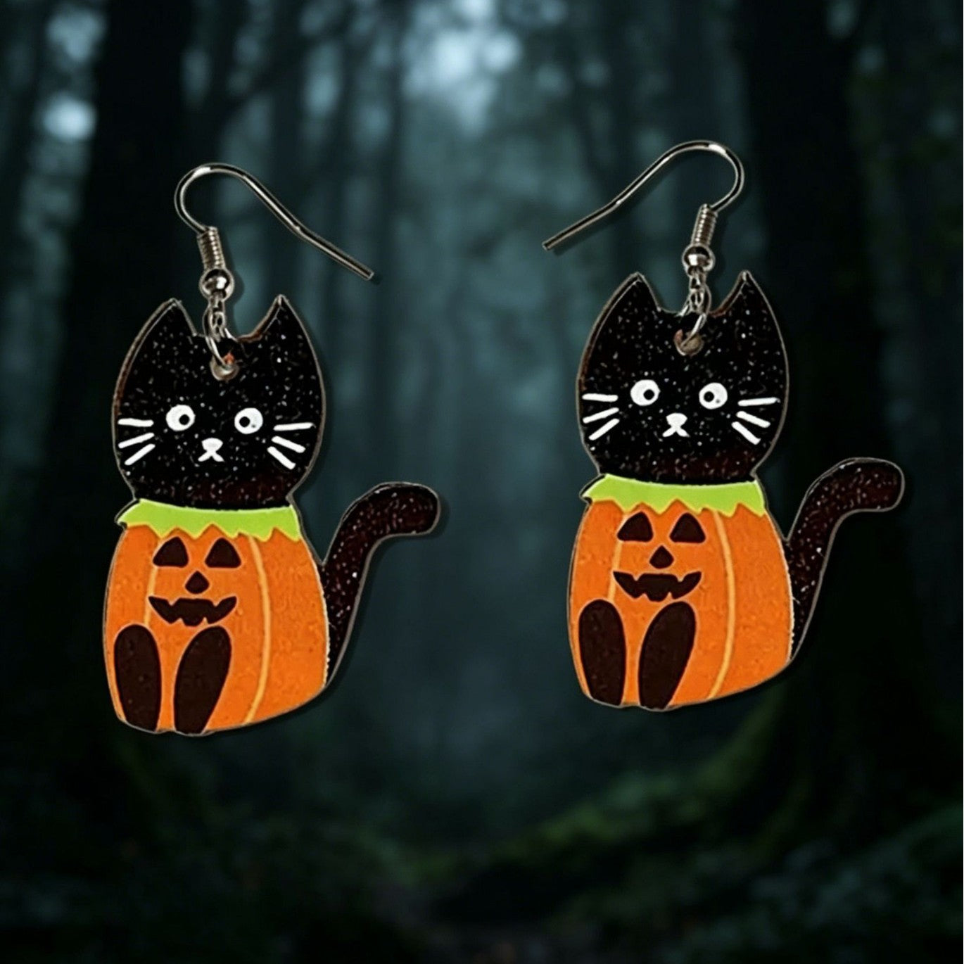Wholesale  Cat Pumpkin Acrylic Earrings Trendy Ghost Stud Earrings for Party Gift Boutique Jewelry Accessory