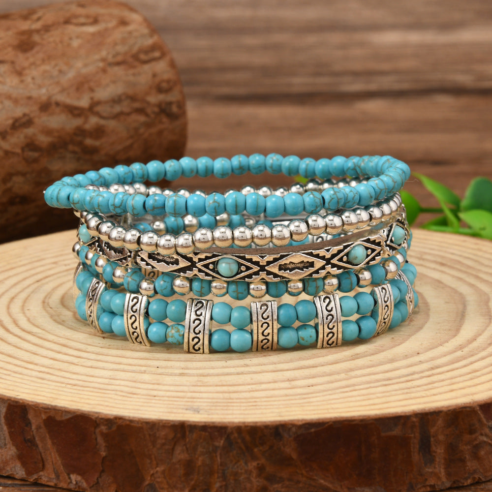 Wholesale Bohemian Turquoise Stackable Bracelet Set - Fashion Accessory for Everyday Wear