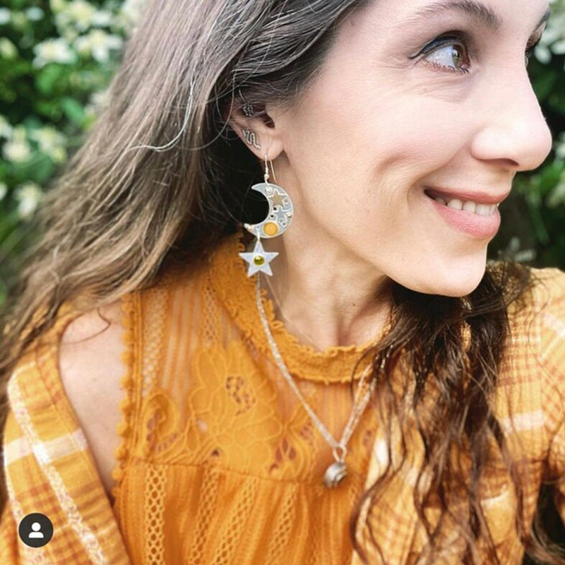 Wholesale Creative New Star Moon Pendant Earrings