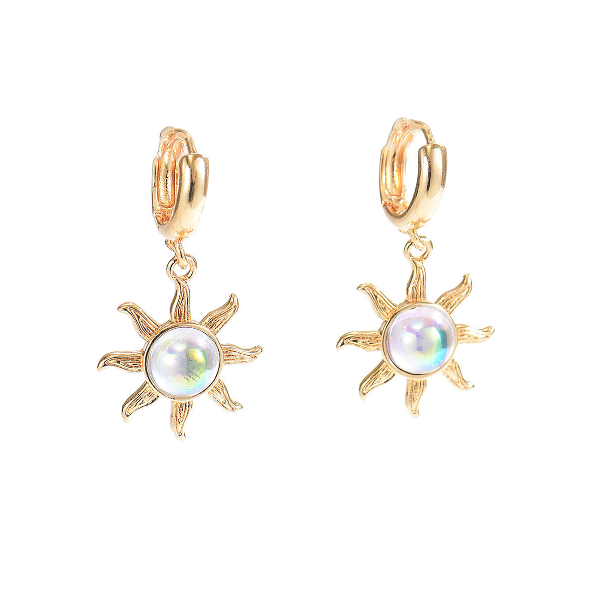 Wholesale Geometric Sun Pendant Earrings - Retro Zinc Alloy Plated Fashion Accessory for Women