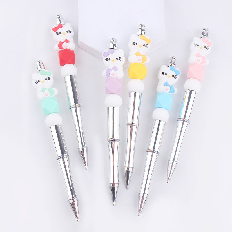 Wholesale Beaded Pen Creative Handmade Cat Silicone Beads Beaded Pen