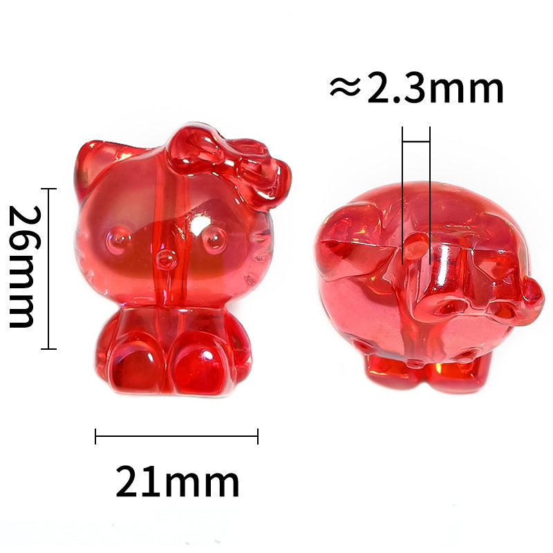 Wholesale 3D Bow Kitten Vertical Hole Acrylic Beads DIY Bead Accessories ACC-BDS-BLG062