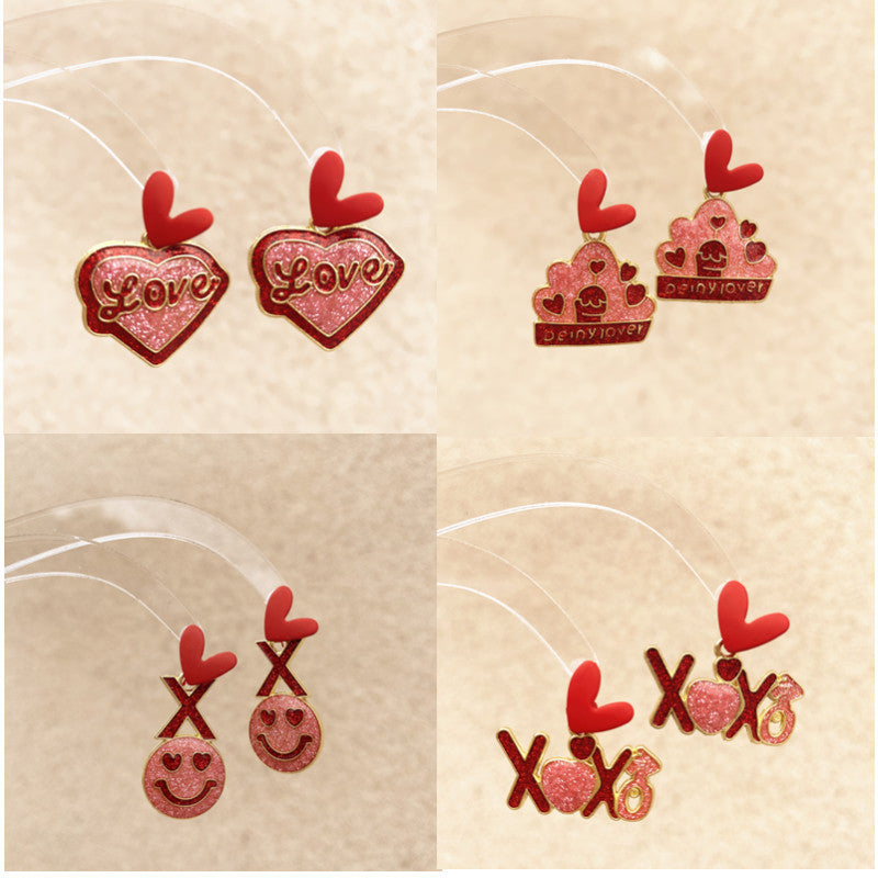 Wholesale Valentine's Day Dropping Oil Love Letter Envelope  Earrings