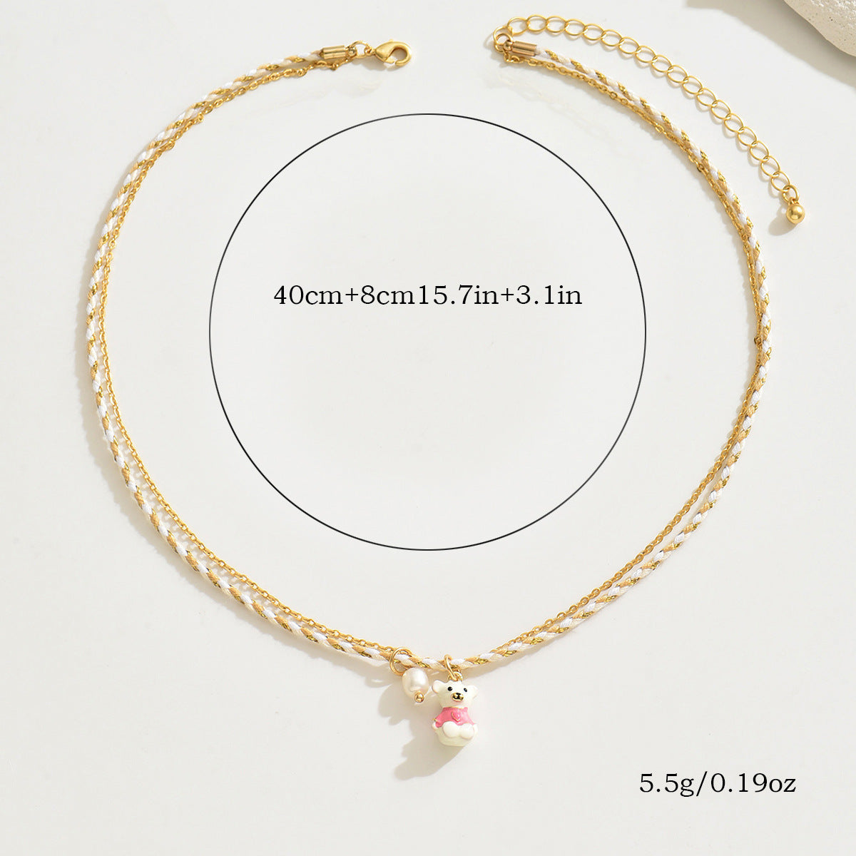 Wholesale  Fashion Copper Plated Gold Enamel Pendant Bear Necklace