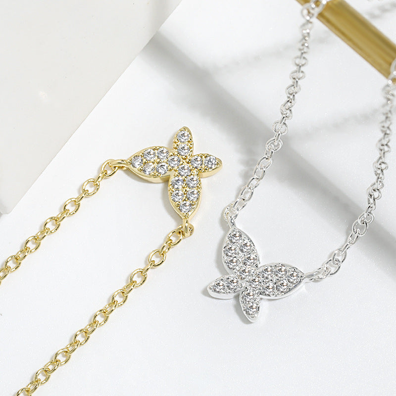 Wholesale Butterfly Diamond Copper Necklace ACC-NE-YingRong003