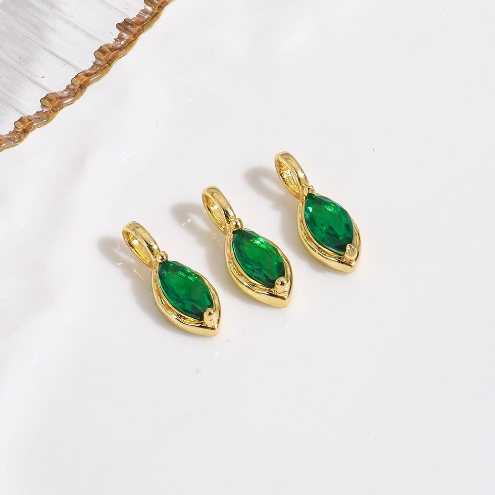 Wholesale 18k gold-plated copper color-preserving zircon marquise pendant