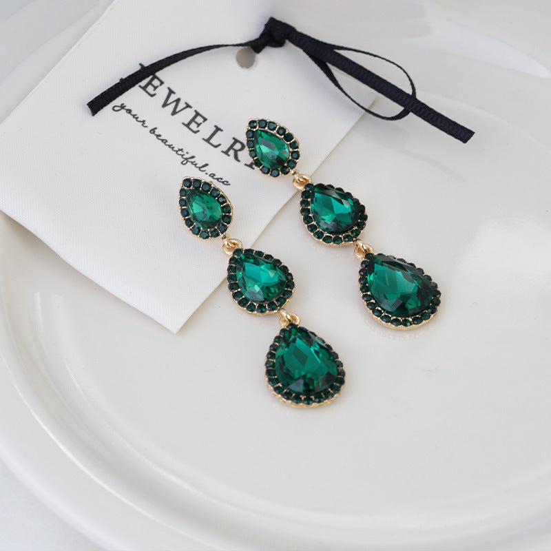 Wholesale green diamond flower lovely earrings