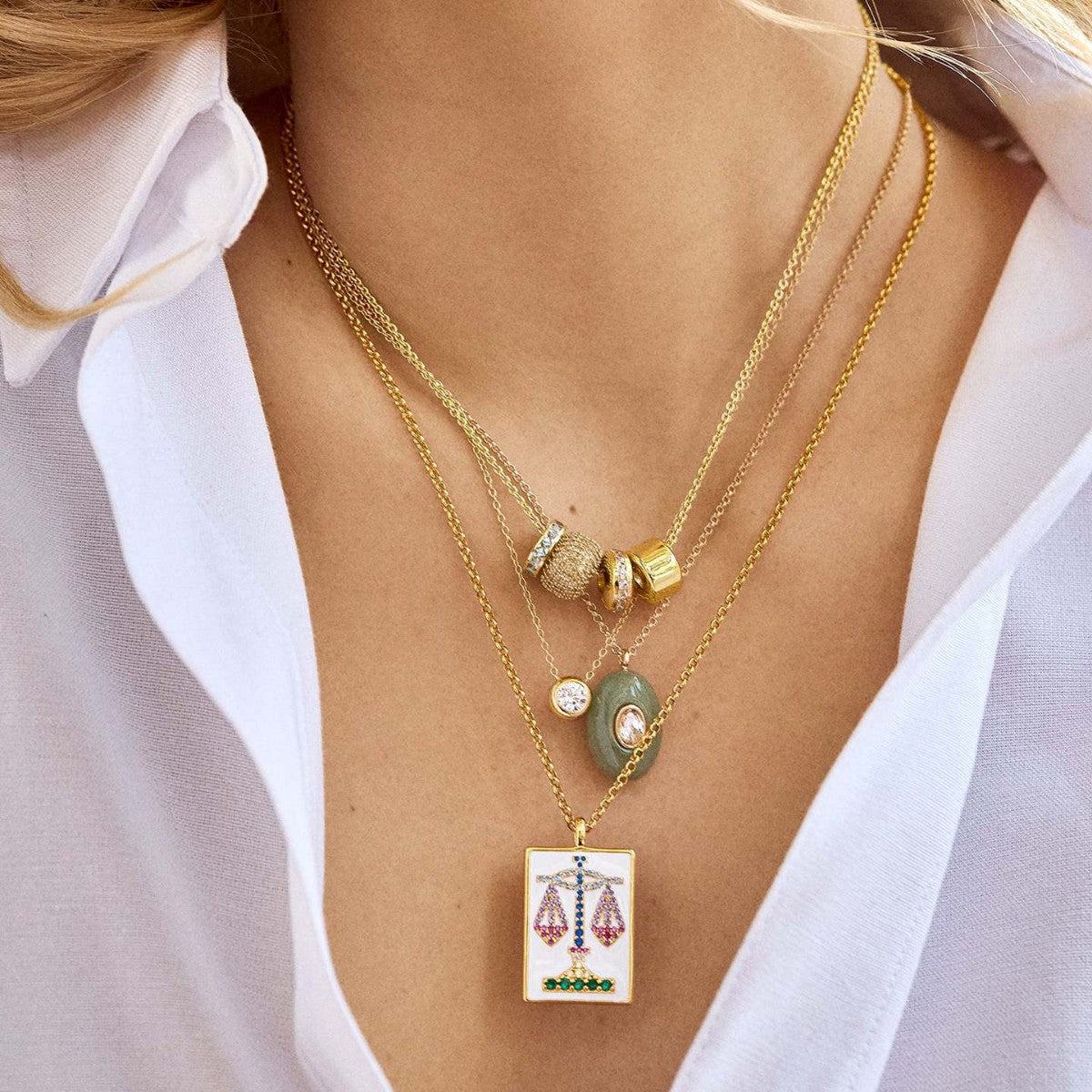 Wholesale Stainless steel natural stone oval necklace