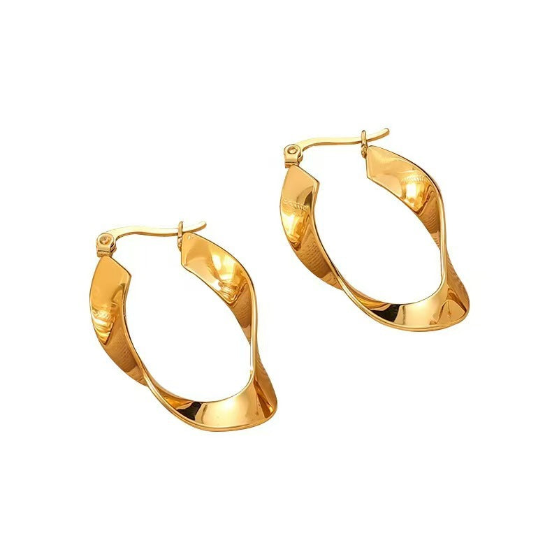 Wholesale titanium steel twisted braid small hoop earrings stainless steel earrings