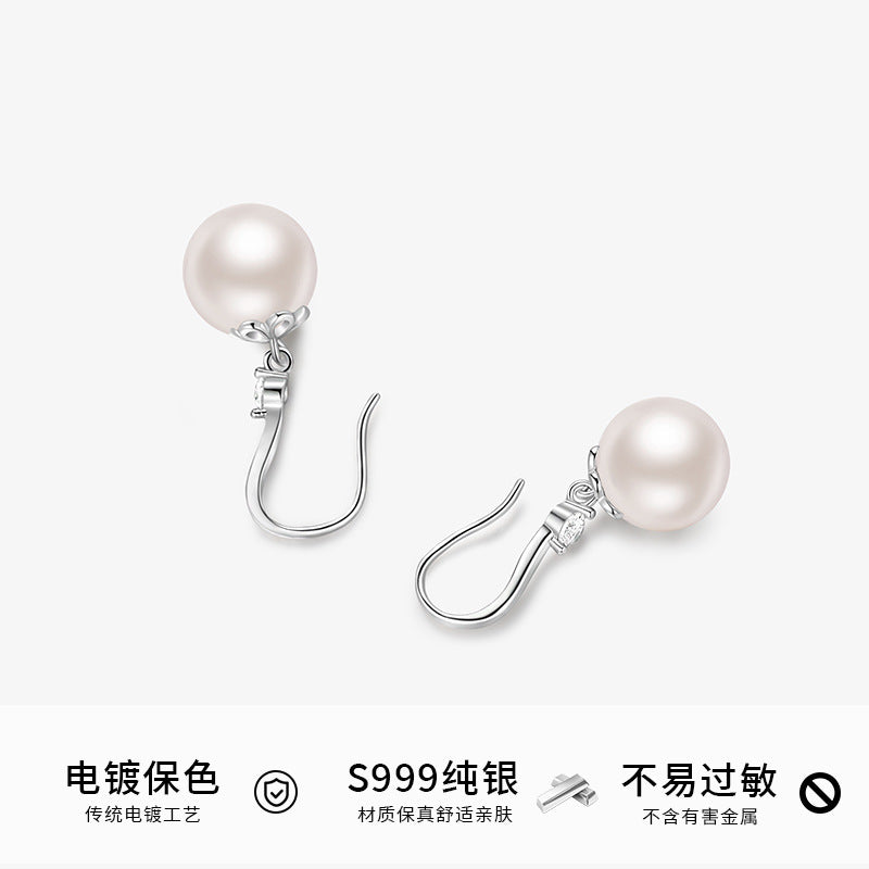 Wholesale s999 sterling silver vintage pearl earrings