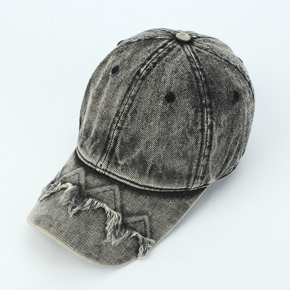 Wholesale Vintage Raw Edge Washed Distressed Denim Baseball Cap ACC-HT-RongZhao021