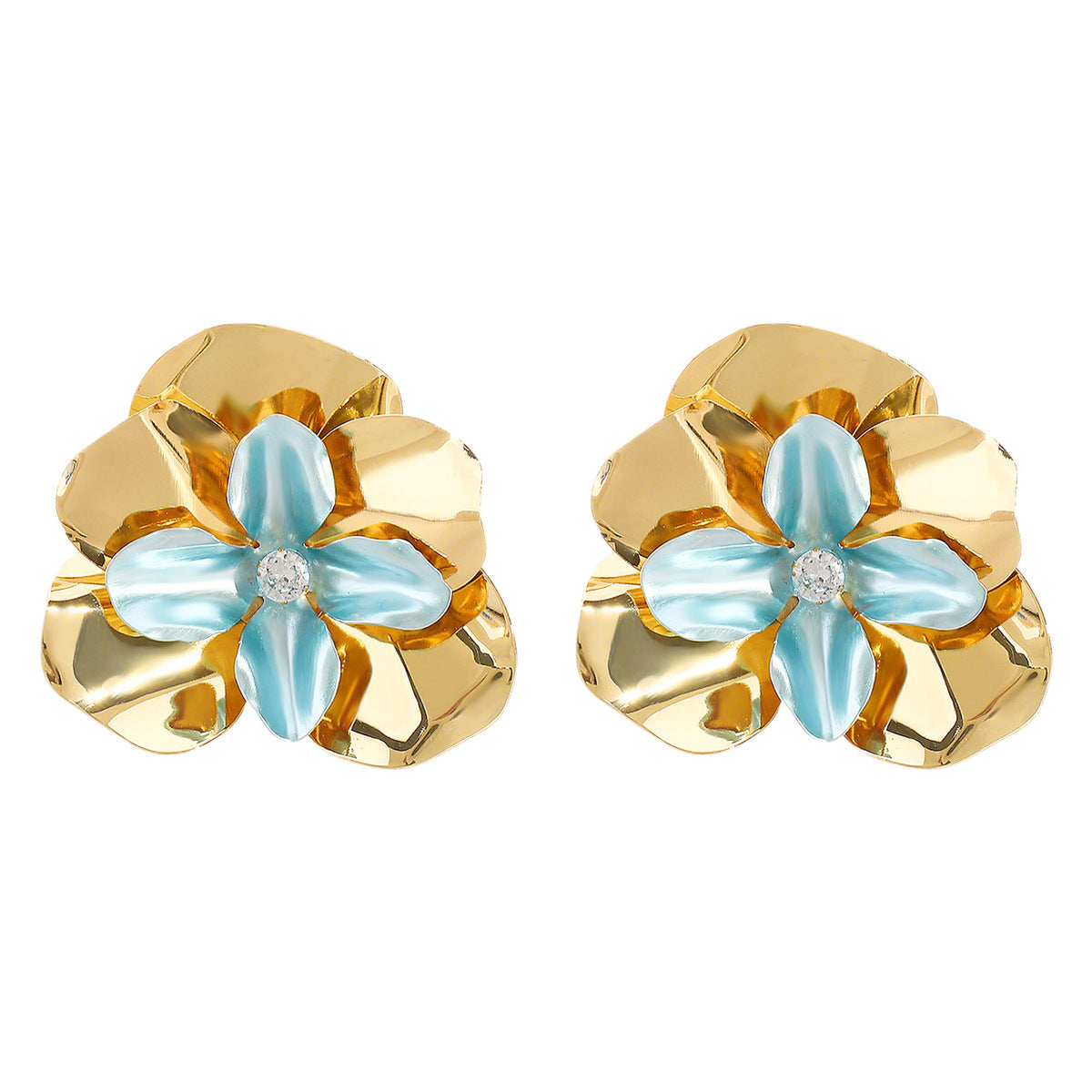 Wholesale niche design freesia earrings small fresh flower simple metal style earrings