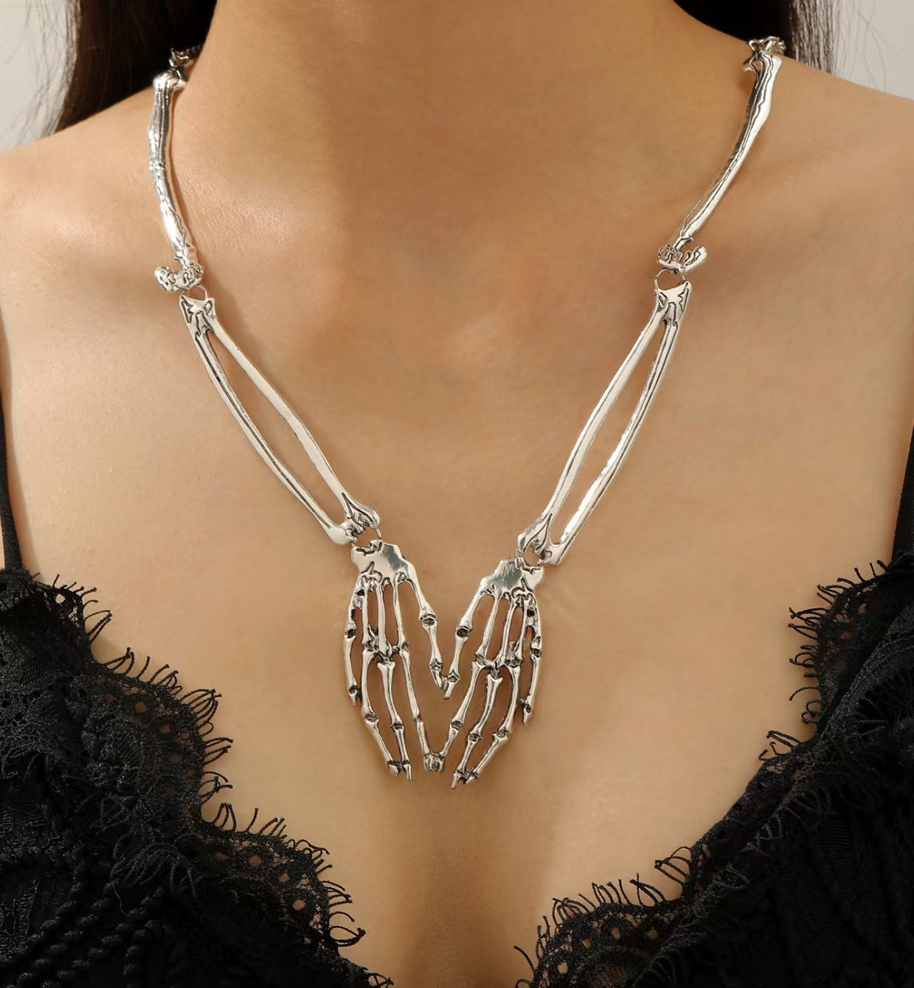 Wholesale  Skull Ghost Claw Necklace and Earrings Set Dark Gothic Style Party Jewelry