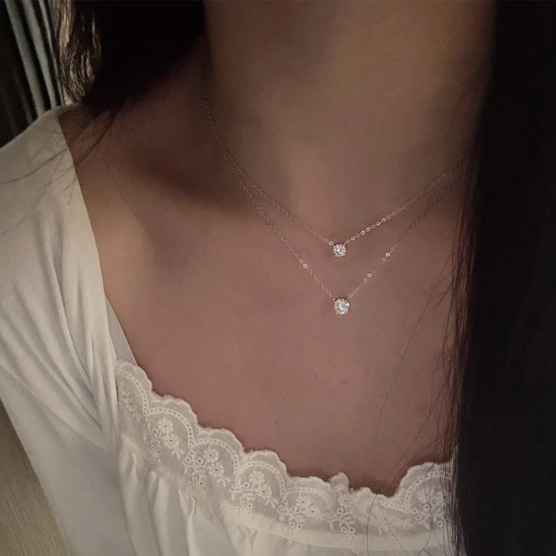 Wholesale 925 Silver Clavicle Chain Necklace With Single Four Prong Zircon Pendant Stylish Jewelry Accessory For Women Gift And Boutique Resale