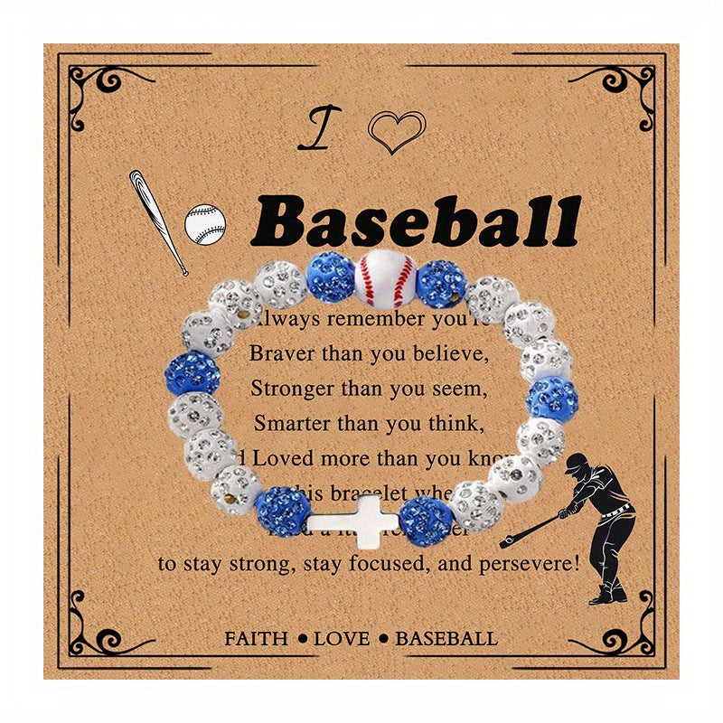 Wholesale sports style baseball full diamond cross bracelet