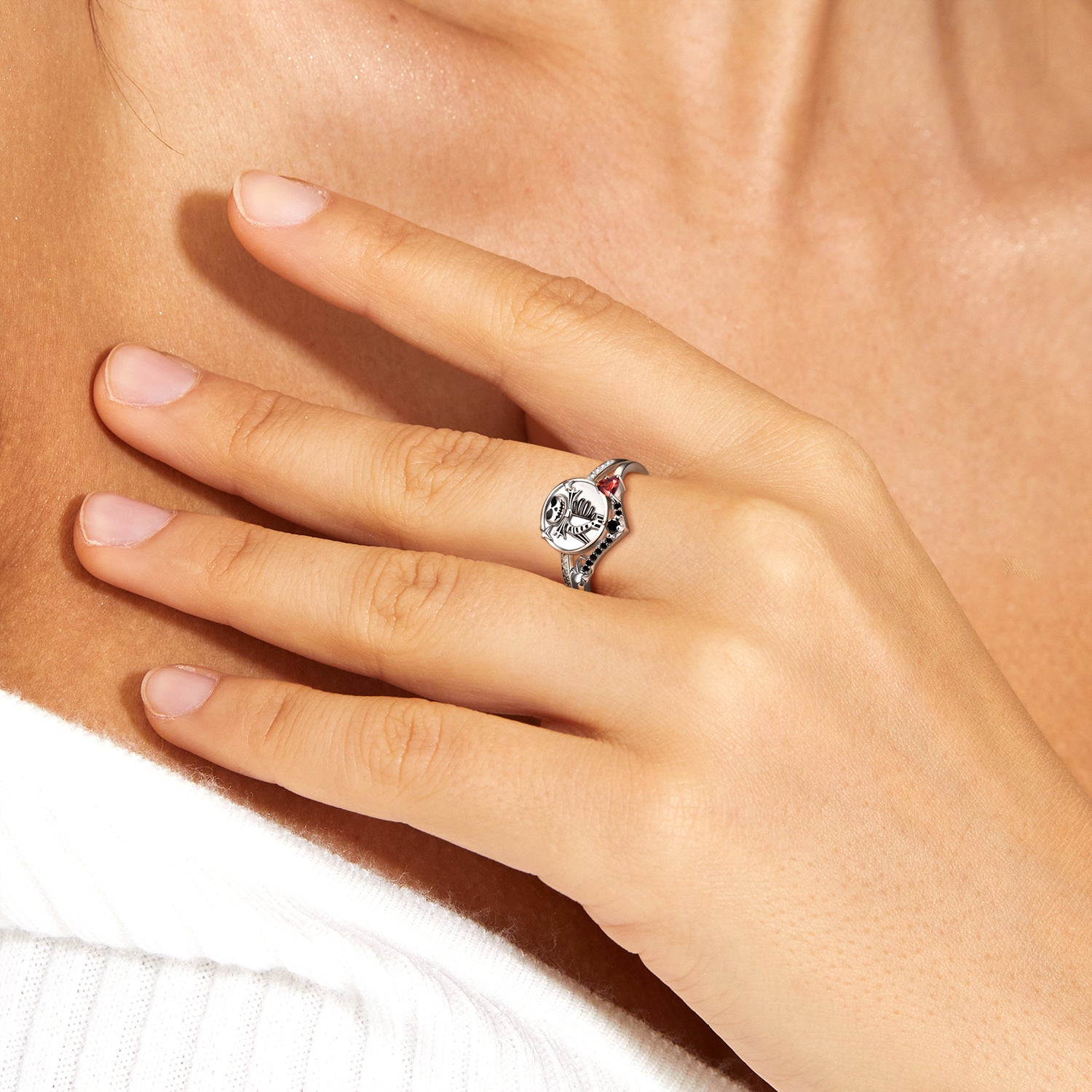 Wholesale Stamped Skull Skeleton S925 Sterling Silver Rings ACC-RS-MC010