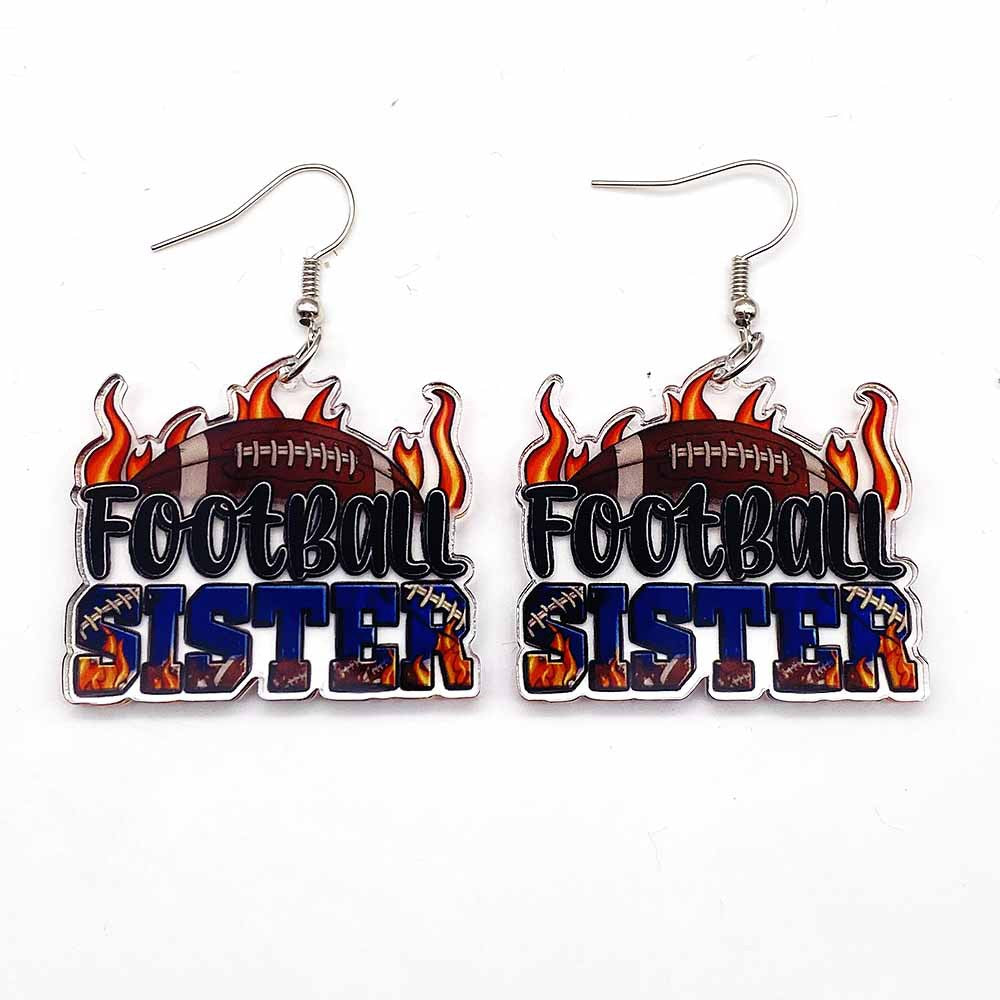 Wholesale Games Themed Leopard Print Football Acrylic Earrings ACC-ES-CY012