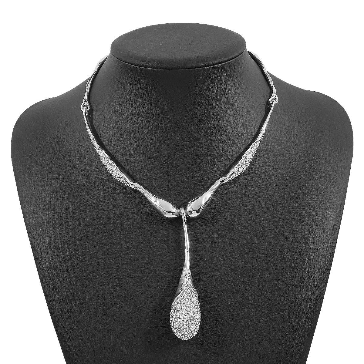 Wholesale diamond irregular water drop pendant necklace clavicle  necklace
