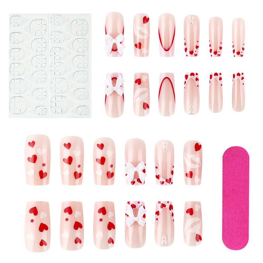 Wholesale 24 Pieces/box Valentine's Day Love Bow Nails Kits Nail Stickers ACC-NS-MiKe034