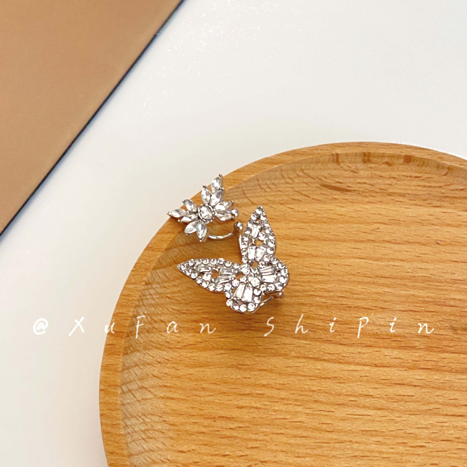 Wholesale Super Fairy Zircon Butterfly Ear Clip Earrings