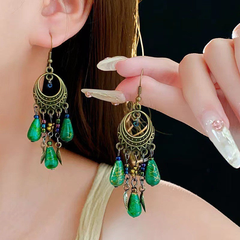 Wholesale Zinc Alloy Tassel Earrings with Bohemian Ethnic Design for Fashion Boutique Resale