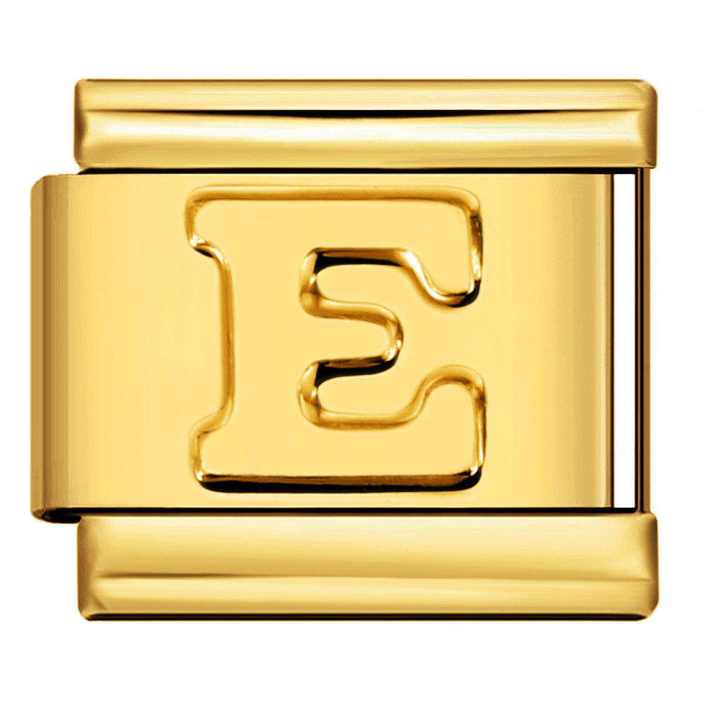 Wholesale Gold Plated Stainless Steel Concave Letter Modular Bracelet - DIY Jewelry Accessory for Boutique Resale