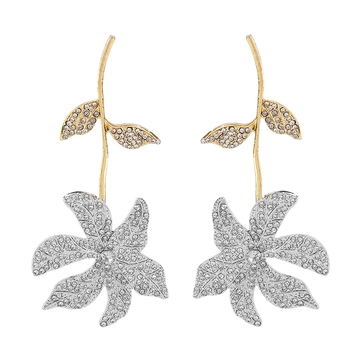 Wholesale personality temperament classic rhinestone flower earrings