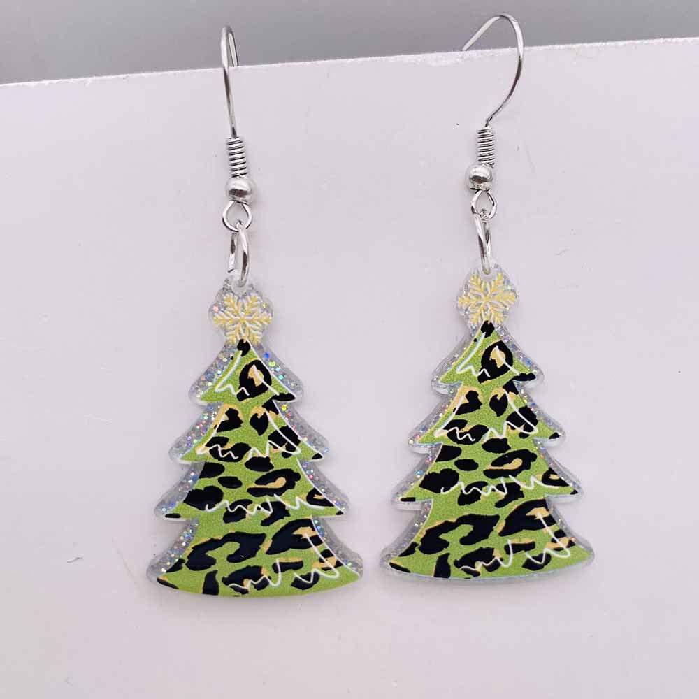 Wholesale Christmas Lights Red Plaid Christmas Tree Acrylic Earrings ACC-ES-ChenY072