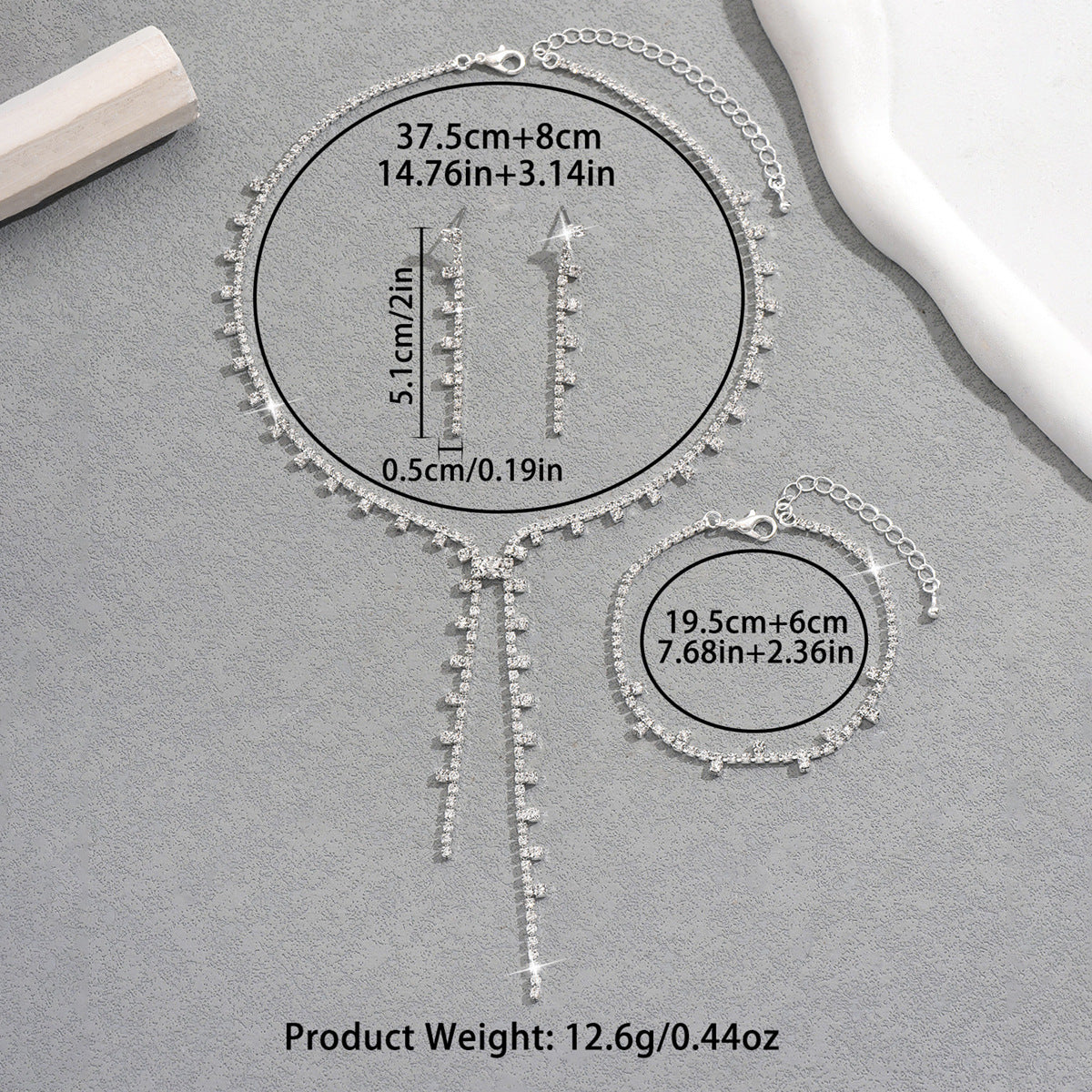 Wholesale  shiny rhinestone necklace earrings bracelet suit