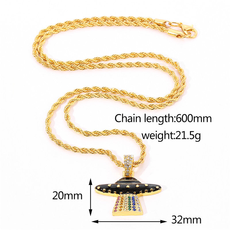 Wholesale Casual and Creative Ufo Spaceship Pendant Necklace