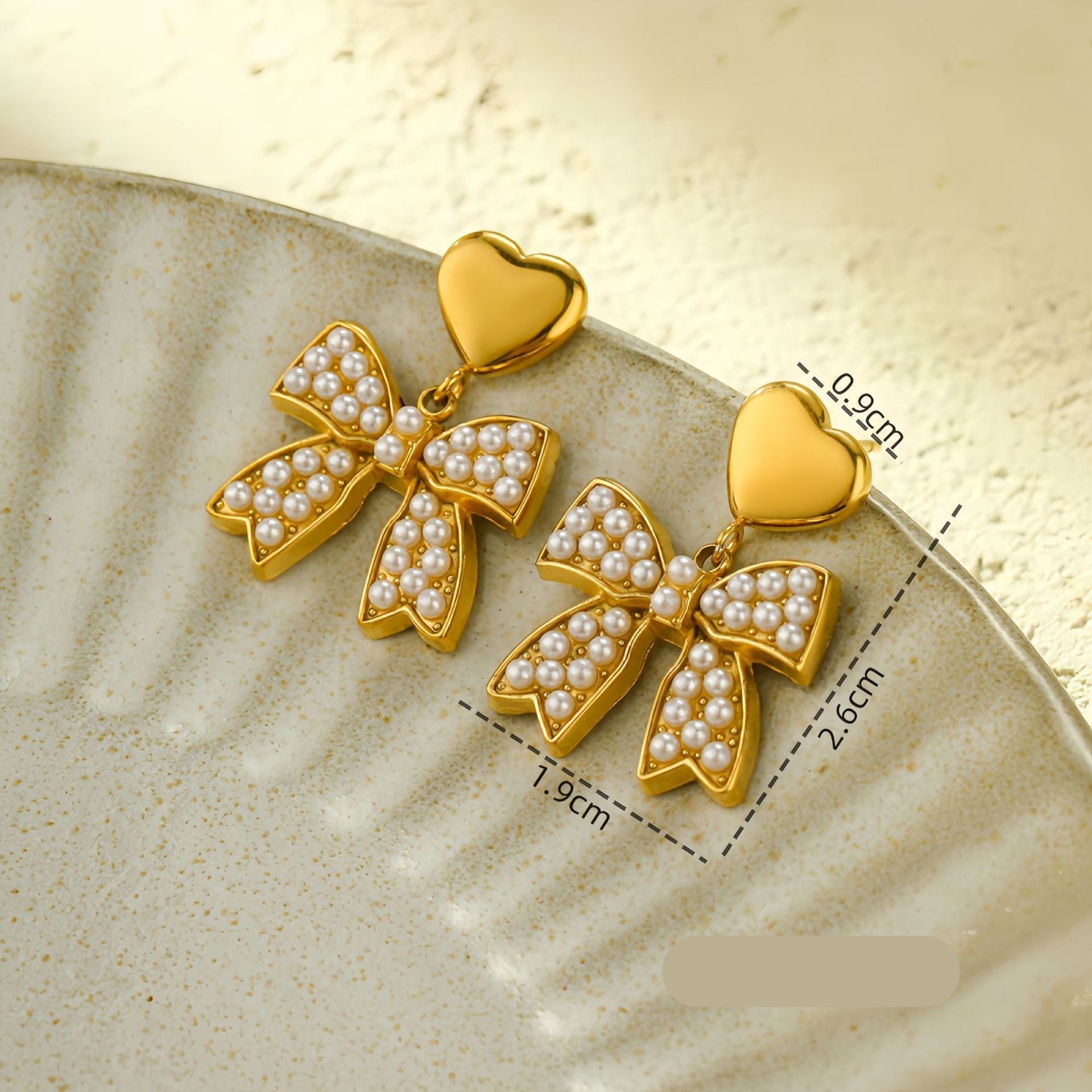 Wholesale  zircon bow  love stainless steel earrings