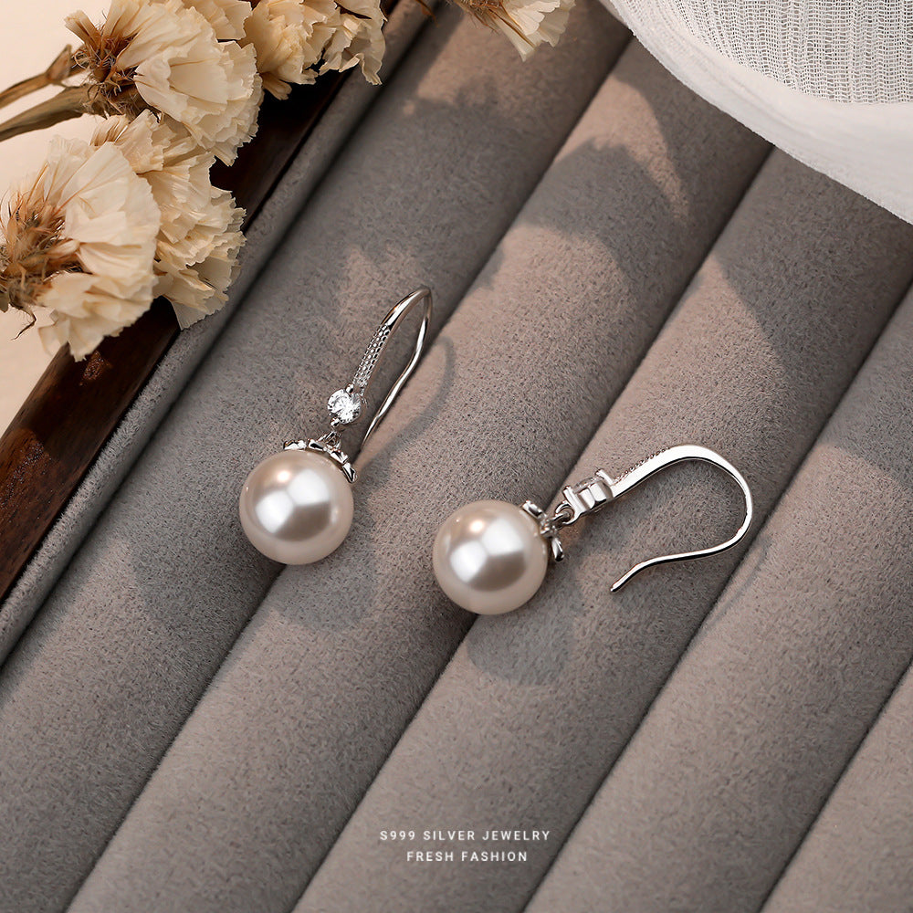Wholesale S999 sterling silver light luxury silver earrings
