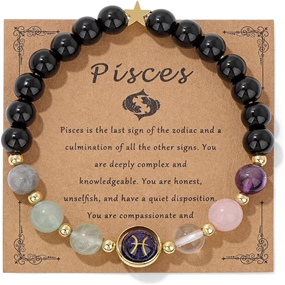 Wholesale Natural stone zodiac beaded bracelet