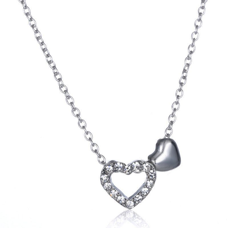 Wholesale  necklace paper card diamond hollow heart pendant clavicle chain