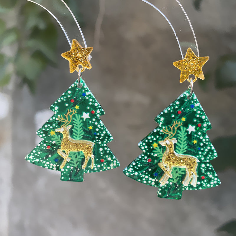 Wholesale New Year Christmas Tree  Acrylic Earrings