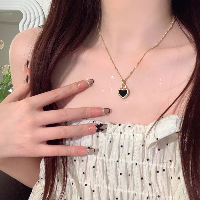 Wholesale Niche Retro Double-sided Love Sterling Silver Necklace Sweater Chain Heart Necklace ACC-NE-Wanshen004