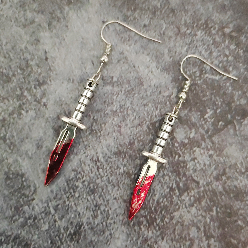 Wholesale  Halloween alloy earrings dagger axe horror blood earrings